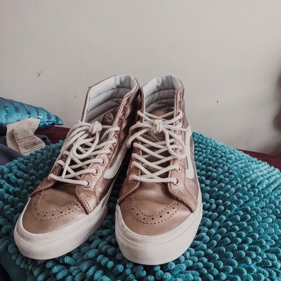 rose gold high top vans